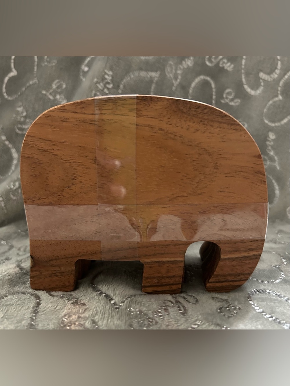 NWT (4) Wooden Elephant Figurine Table Coasters - Warm Brown